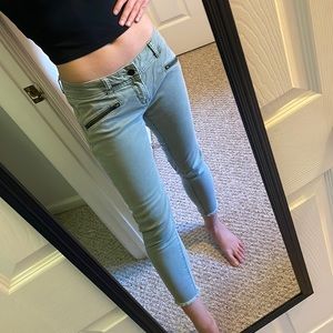 SUPERDRY “Leila” Light Green Skinny Jean with Distressed Ankle